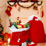 Sac Cadeau Noël Velours Père Noël