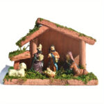Décoration festive en bois crèche de Noël