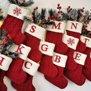 chaussette de Noël tricot rouge