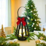lanterne métallique rouge de noellumineux