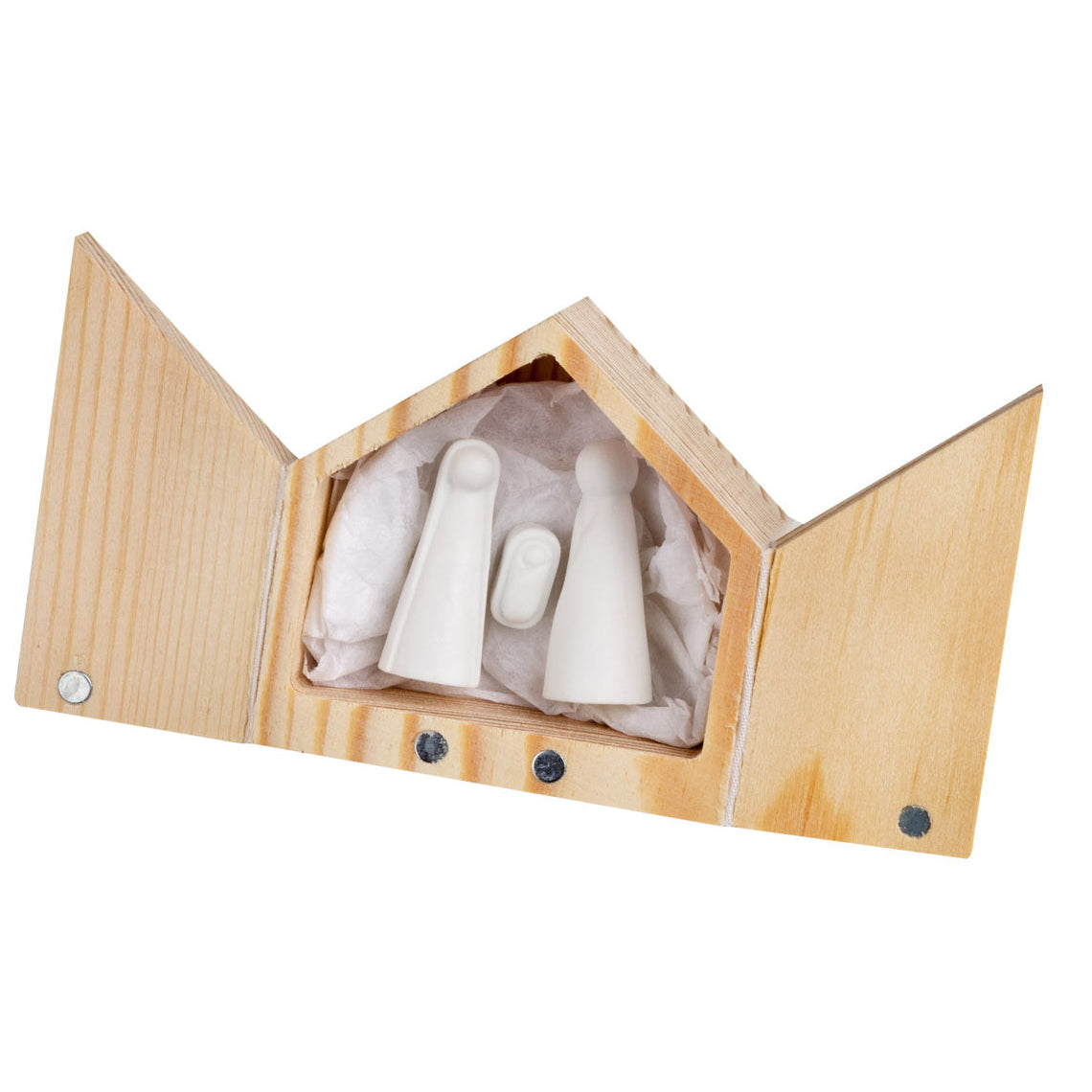 Crèche de Noël Lumineuse Led 38cm Vert & Beige