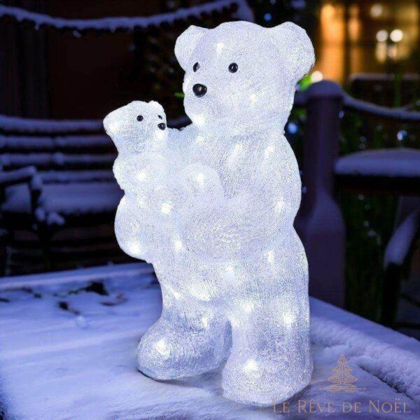 ours lumineux et son ourson en acrylique