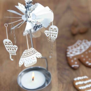 photophore carrousel rotatif argent