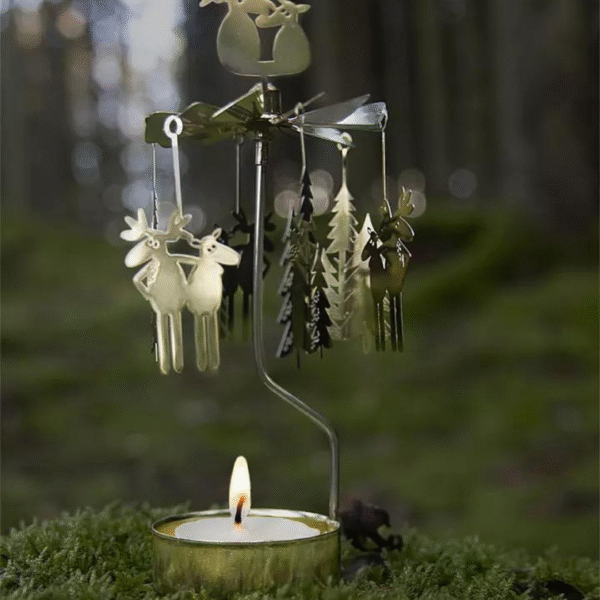 Photophore Carrousel Rotatif Doré Élan Amour