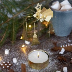 photophore doré rotatif pour Noël