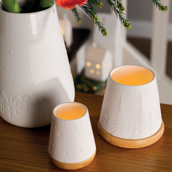 photophore Noël porcelaine bois