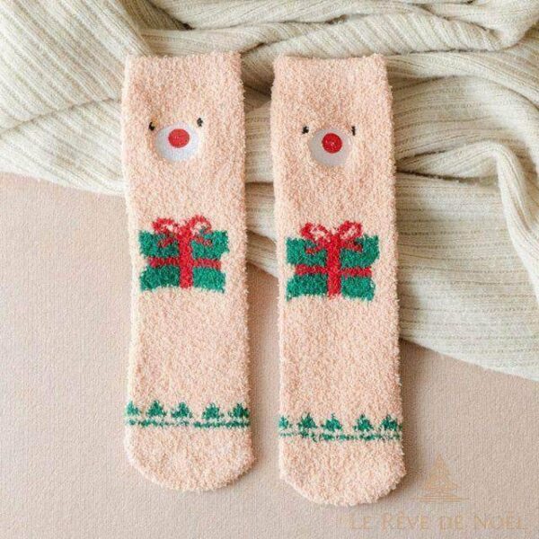 chaussettes de noël beige