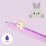 stylo violet design lapin amovible