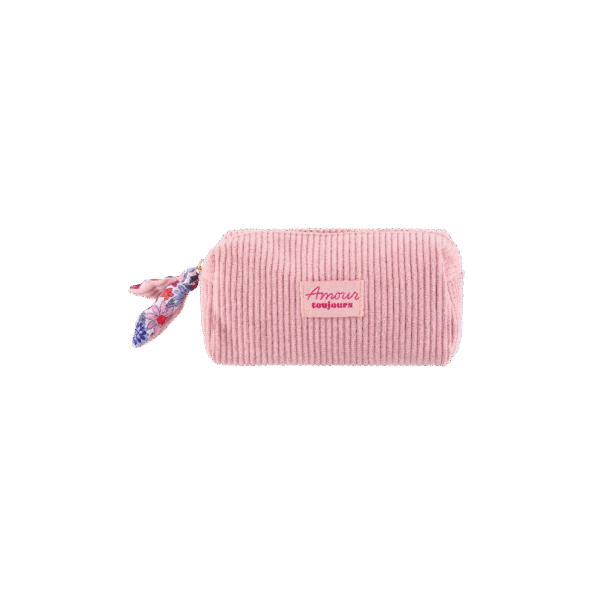 trousse maquillage velours côtelé rose