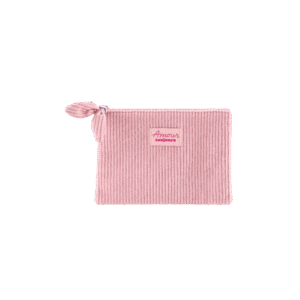 trousse velours côtelé rose