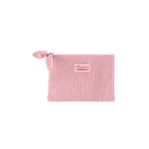 trousse velours côtelé rose