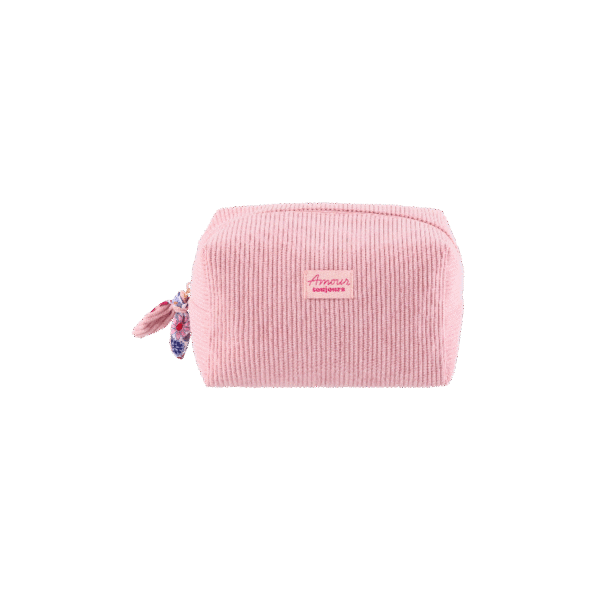Trousse de Toilette Velours Côtelé Rose