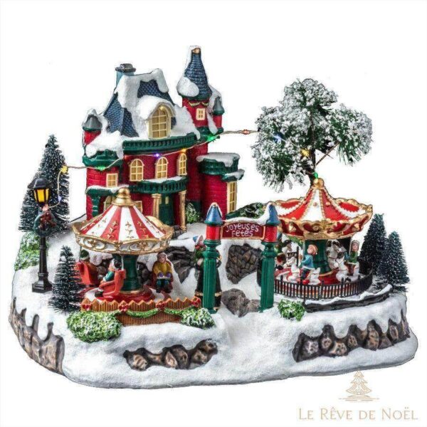 Village lumineux de Noël Manège féérique