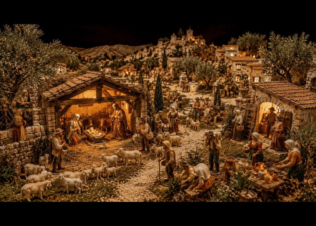Crèche provençale avec santons illustrant l’évolution de la tradition