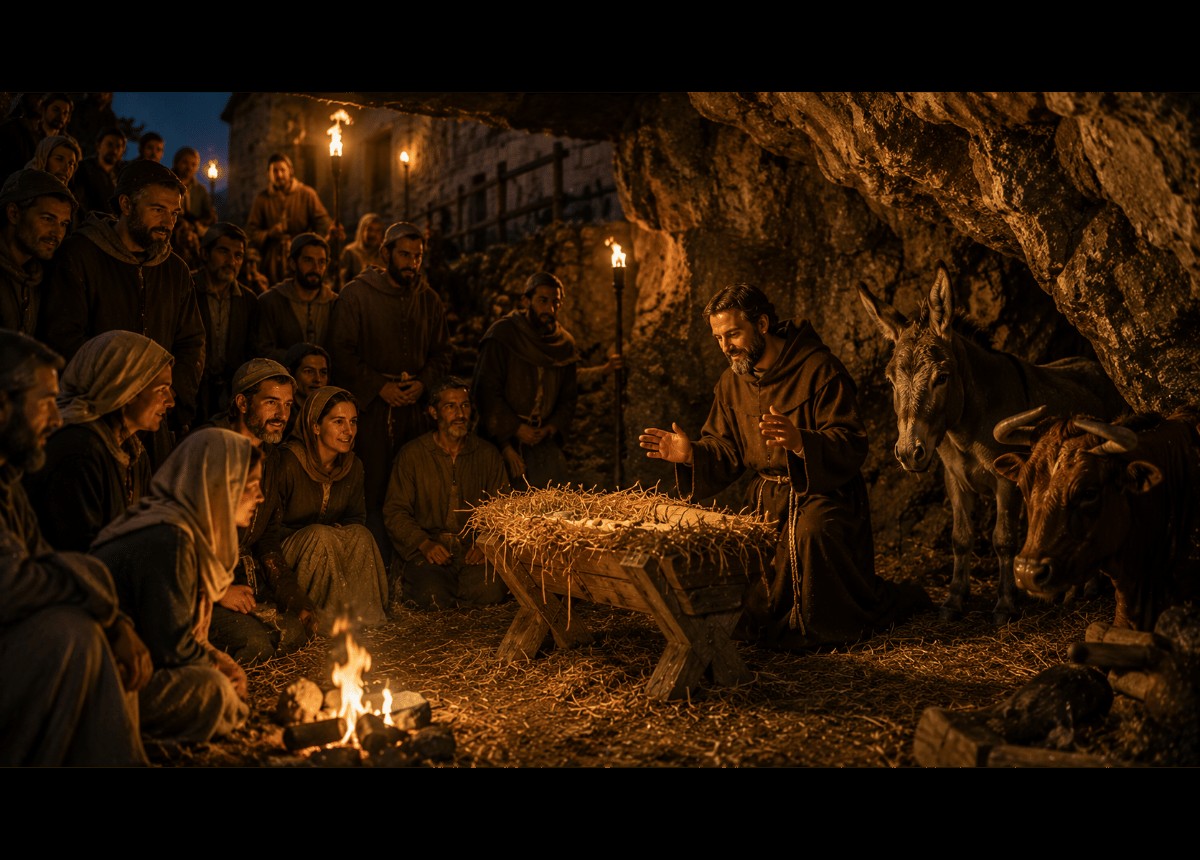 Saint François d’Assise devant la crèche de Greccio en 1223