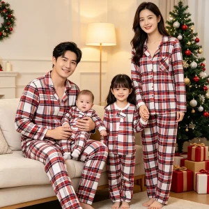 Christmas Day Clothes Suits Family Matching Pajamas Sets Children Adults Daily Comfortable Print Top+Pants 2Pc Outfits